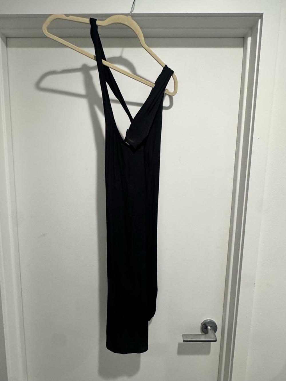 Trouve Black One-Shoulder Asymmetric Slip Dress